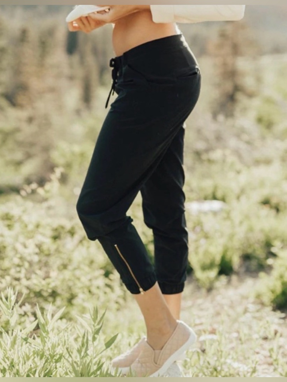 Albion Jetsetter Jogger Pant Black Gold Zipper Size Medium